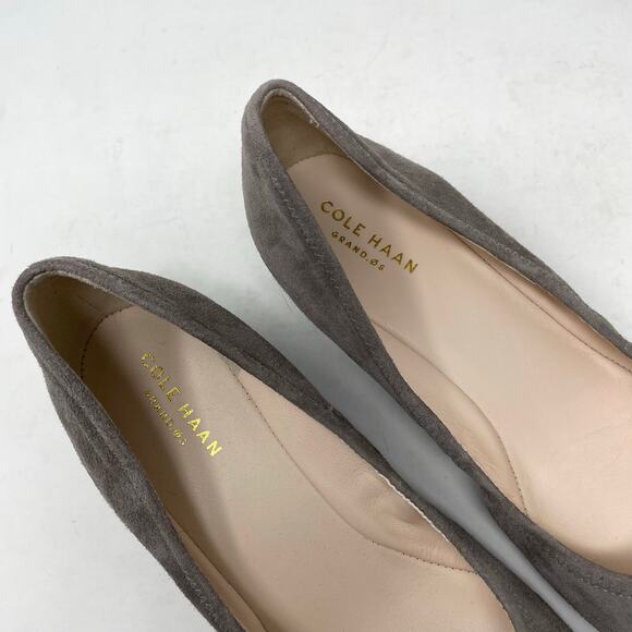 Cole Haan Grand OS Sadie Gray Taupe Leather Suede Ballet Wedge Pumps Shoes 7.5 - Picture 8 of 15